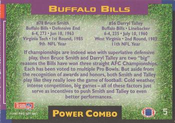 1993 Pro Set Power - Combos Prisms #5 Bruce Smith / Darryl Talley Back