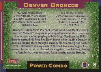 1993 Pro Set Power - Combos Prisms #8 Karl Mecklenburg / Michael Brooks Back