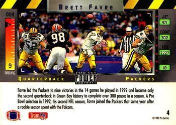 1993 Pro Set Power - Gold #4 Brett Favre Back