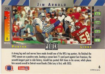 1993 Pro Set Power - Gold #6 Jim Arnold Back
