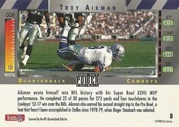 1993 Pro Set Power - Gold #8 Troy Aikman Back