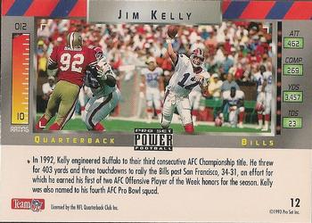 1993 Pro Set Power - Gold #12 Jim Kelly Back