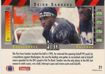 1993 Pro Set Power - Gold #21 Deion Sanders Back
