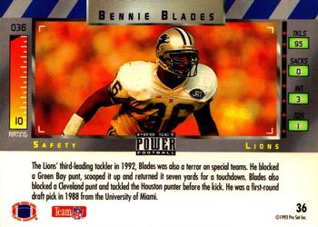 1993 Pro Set Power - Gold #36 Bennie Blades Back