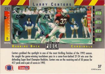1993 Pro Set Power - Gold #37 Larry Centers Back