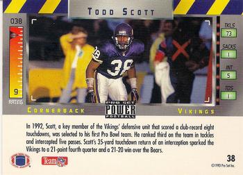 1993 Pro Set Power - Gold #38 Todd Scott Back