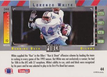 1993 Pro Set Power - Gold #44 Lorenzo White Back