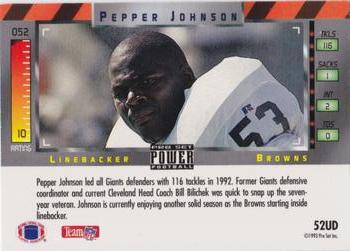1993 Pro Set Power - Gold #52UD Pepper Johnson Back