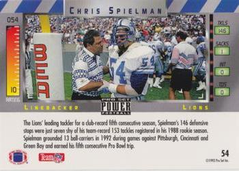 1993 Pro Set Power - Gold #54 Chris Spielman Back