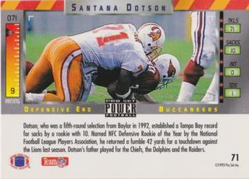1993 Pro Set Power - Gold #71 Santana Dotson Back