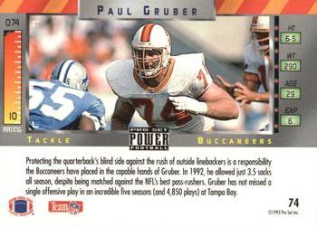 1993 Pro Set Power - Gold #74 Paul Gruber Back