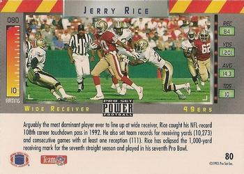 1993 Pro Set Power - Gold #80 Jerry Rice Back