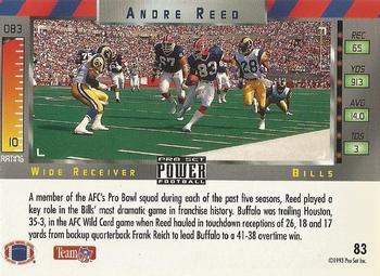 1993 Pro Set Power - Gold #83 Andre Reed Back