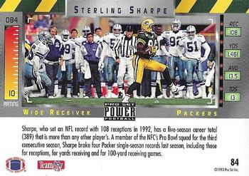 1993 Pro Set Power - Gold #84 Sterling Sharpe Back