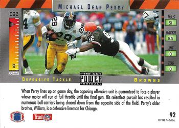 1993 Pro Set Power - Gold #92 Michael Dean Perry Back