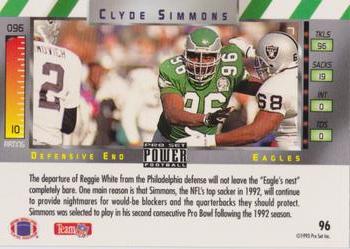 1993 Pro Set Power - Gold #96 Clyde Simmons Back