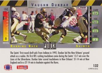 1993 Pro Set Power - Gold #132 Vaughn Dunbar Back