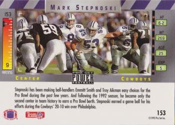 1993 Pro Set Power - Gold #153 Mark Stepnoski Back