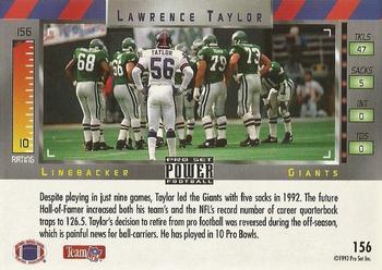 1993 Pro Set Power - Gold #156 Lawrence Taylor Back