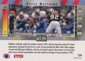1993 Pro Set Power - Gold #174 Bruce Matthews Back