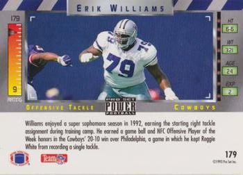 1993 Pro Set Power - Gold #179 Erik Williams Back