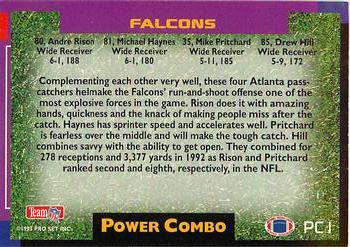 1993 Pro Set Power Update - Combos Gold #PC1 Andre Rison / Michael Haynes / Mike Pritchard / Drew Hill Back