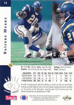 1993 SP #14 Natrone Means Back