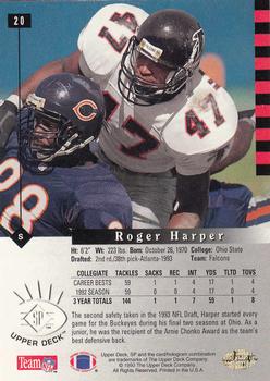 1993 SP #20 Roger Harper Back