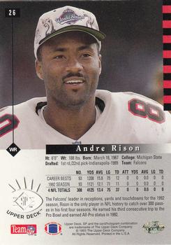1993 SP #26 Andre Rison Back