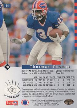 1993 SP #36 Thurman Thomas Back