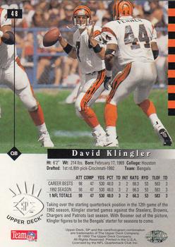 1993 SP #48 David Klingler Back