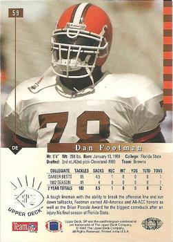 1993 SP #59 Dan Footman Back