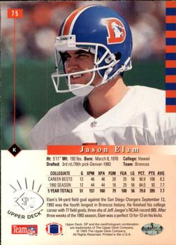 1993 SP #75 Jason Elam Back