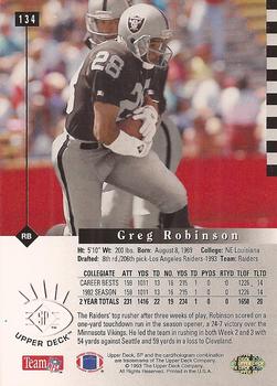 1993 SP #134 Greg Robinson Back