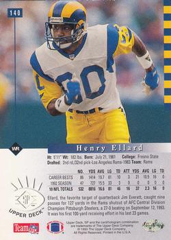 1993 SP #140 Henry Ellard Back