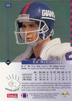 1993 SP #185 Ed McCaffrey Back
