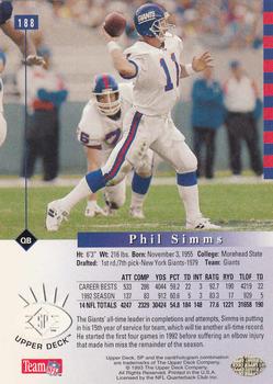 1993 SP #188 Phil Simms Back