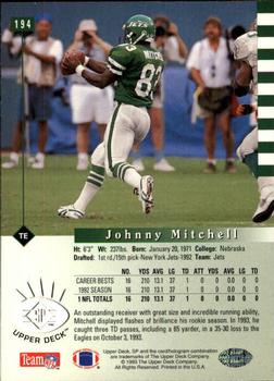1993 SP #194 Johnny Mitchell Back