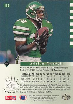 1993 SP #196 Adrian Murrell Back