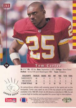 1993 SP #263 Tom Carter Back