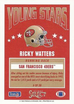 1993 Select Young Stars #6 Ricky Watters Back