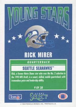 1993 Select Young Stars #9 Rick Mirer Back