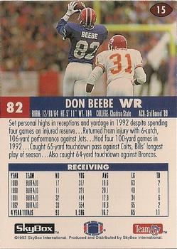 1993 SkyBox Impact - Color Foils #15 Don Beebe Back