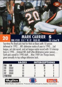 1993 SkyBox Impact - Color Foils #34 Mark Carrier Back