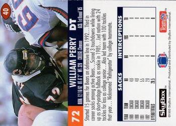 1993 SkyBox Impact - Color Foils #40 William Perry Back
