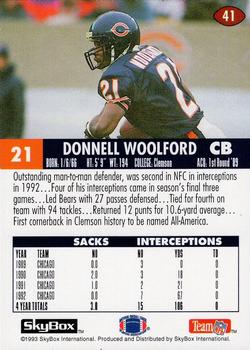 1993 SkyBox Impact - Color Foils #41 Donnell Woolford Back