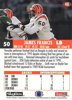 1993 SkyBox Impact - Color Foils #48 James Francis Back