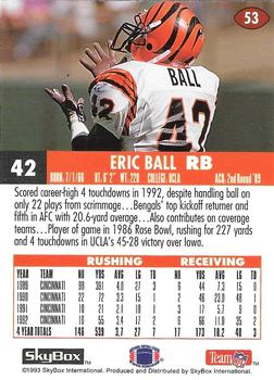 1993 SkyBox Impact - Color Foils #53 Eric Ball Back