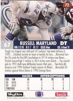 1993 SkyBox Impact - Color Foils #72 Russell Maryland Back