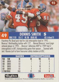 1993 SkyBox Impact - Color Foils #93 Dennis Smith Back